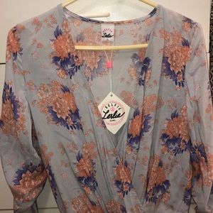 Long sleeve flowered romper